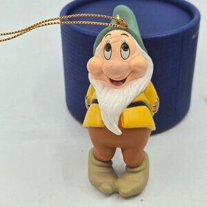 Disney Snow White Dopey Ornament Holding Gem Resin Figurine With Hanging String